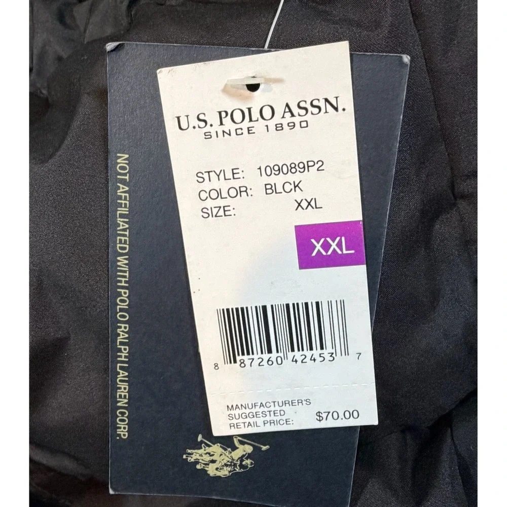 U.S.Polo Assn. Men's Black Winter Fall Full Zip Puffer Vest Jacket Size 2XL